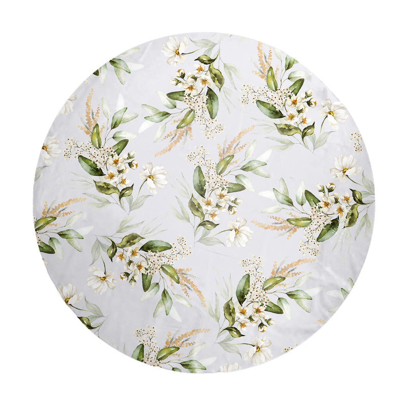 White Flower Blossom Vines Round Tablecloth by Mark van Vuuren