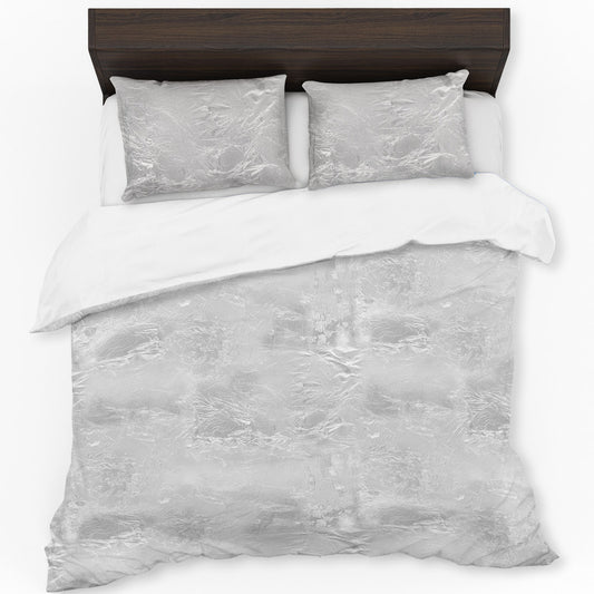 White Foil Grunge Duvet Cover Set