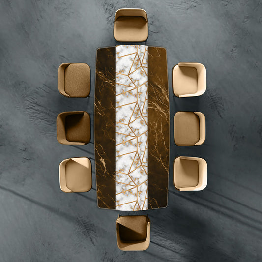 White Marble Abstract Table Runner