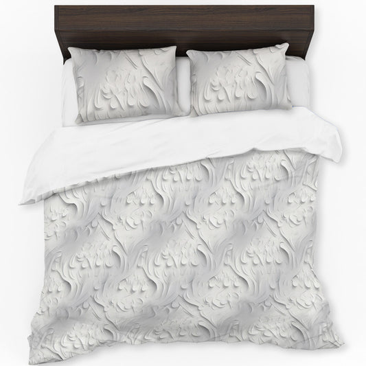 White Velflora Shadows Duvet Cover Set