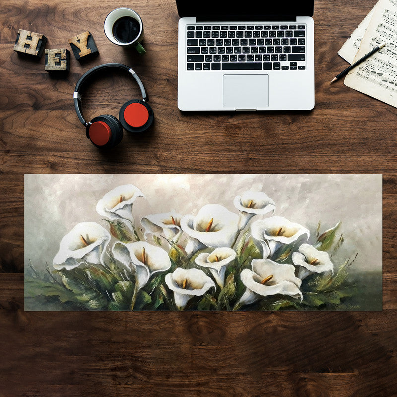 White Wild Bouquet Large Desk Pad By Stella Bruwer