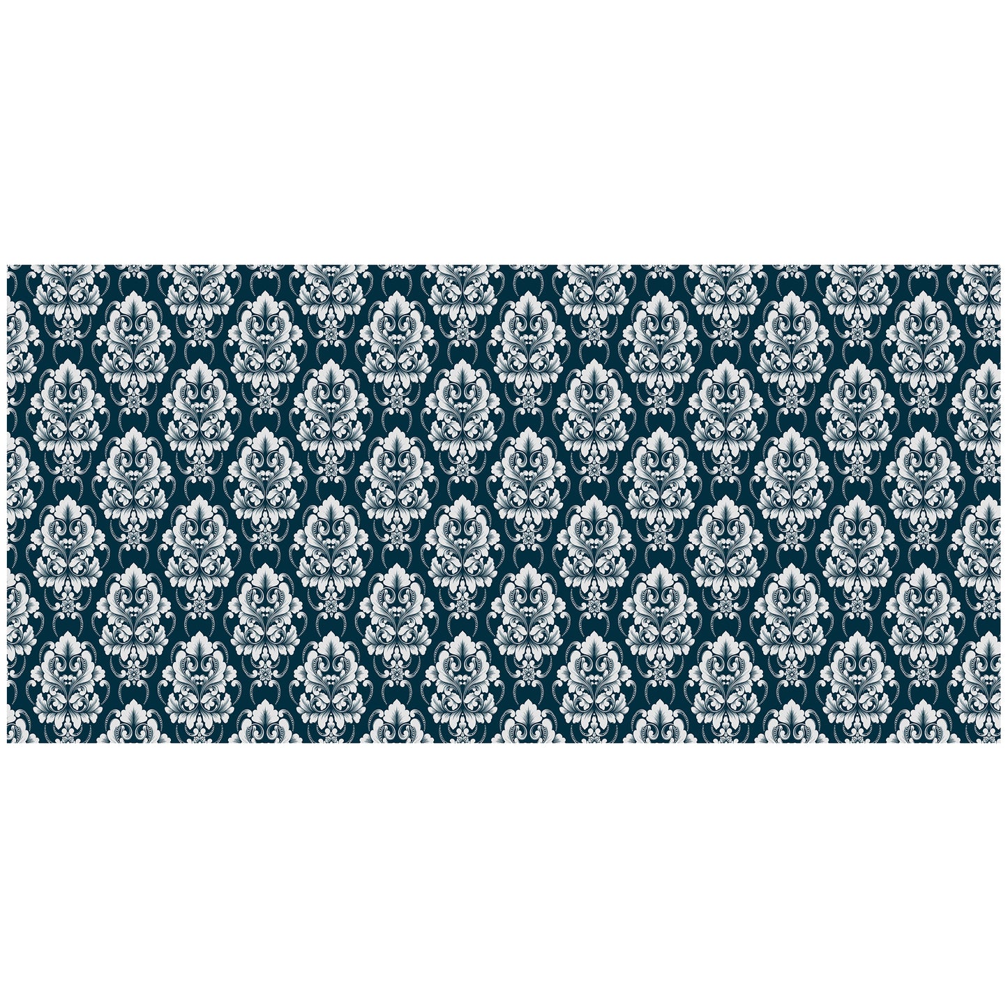 White Baroque Pattern on Deep Green 3m Rectangle Tablecloth