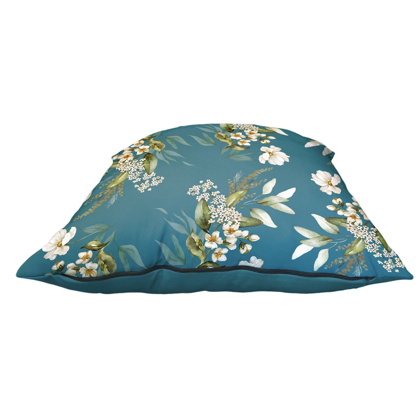 White Floral On Teal Blue Luxury Scatter by Mark van Vuuren