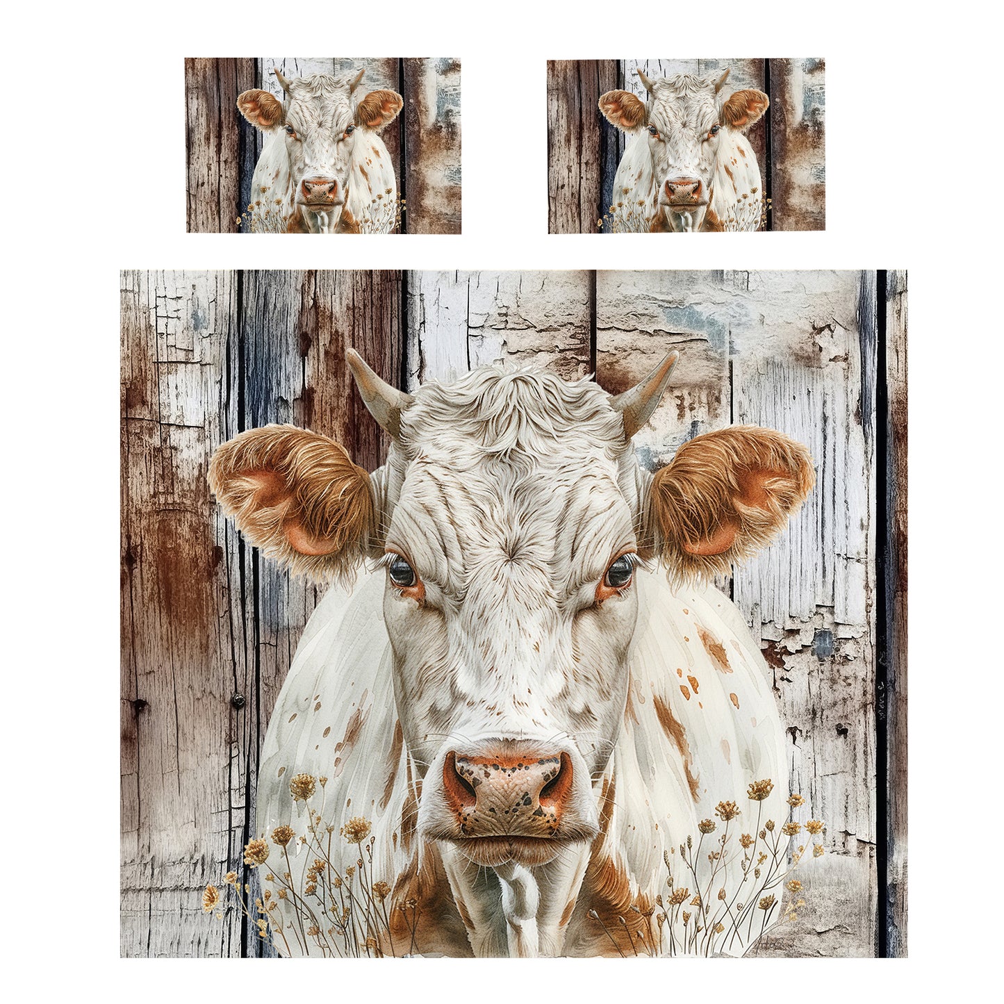 White Horn Cow Duvet Cover Set by Mark van Vuuren