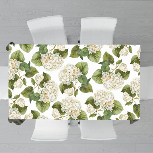 White Hydrangeas Rectangle Tablecloth by Mark van Vuuren