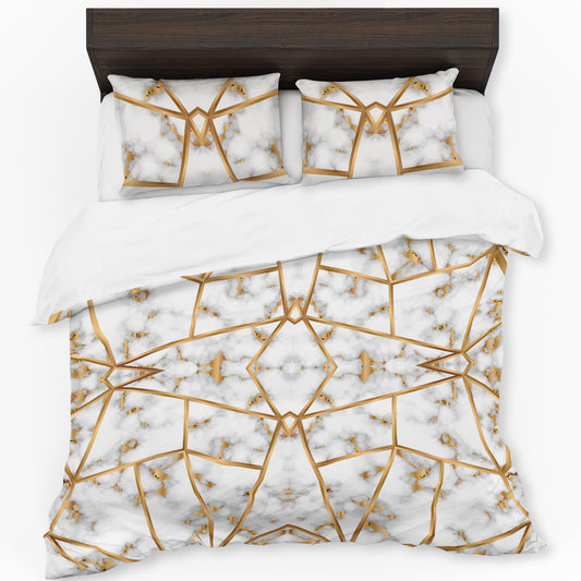 White Marble Prism Duvet Cover Set