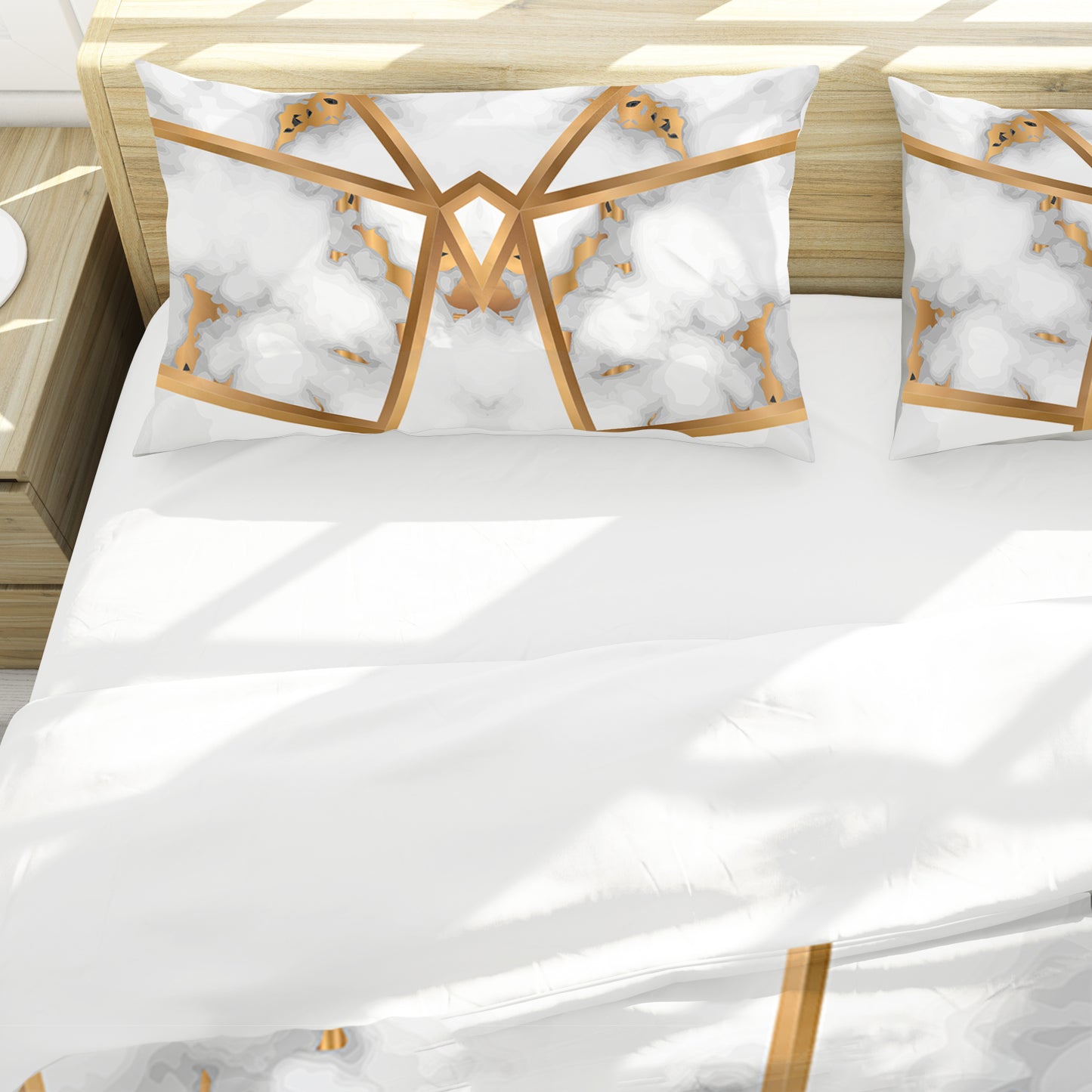 White Marble Prism Duvet Cover Set