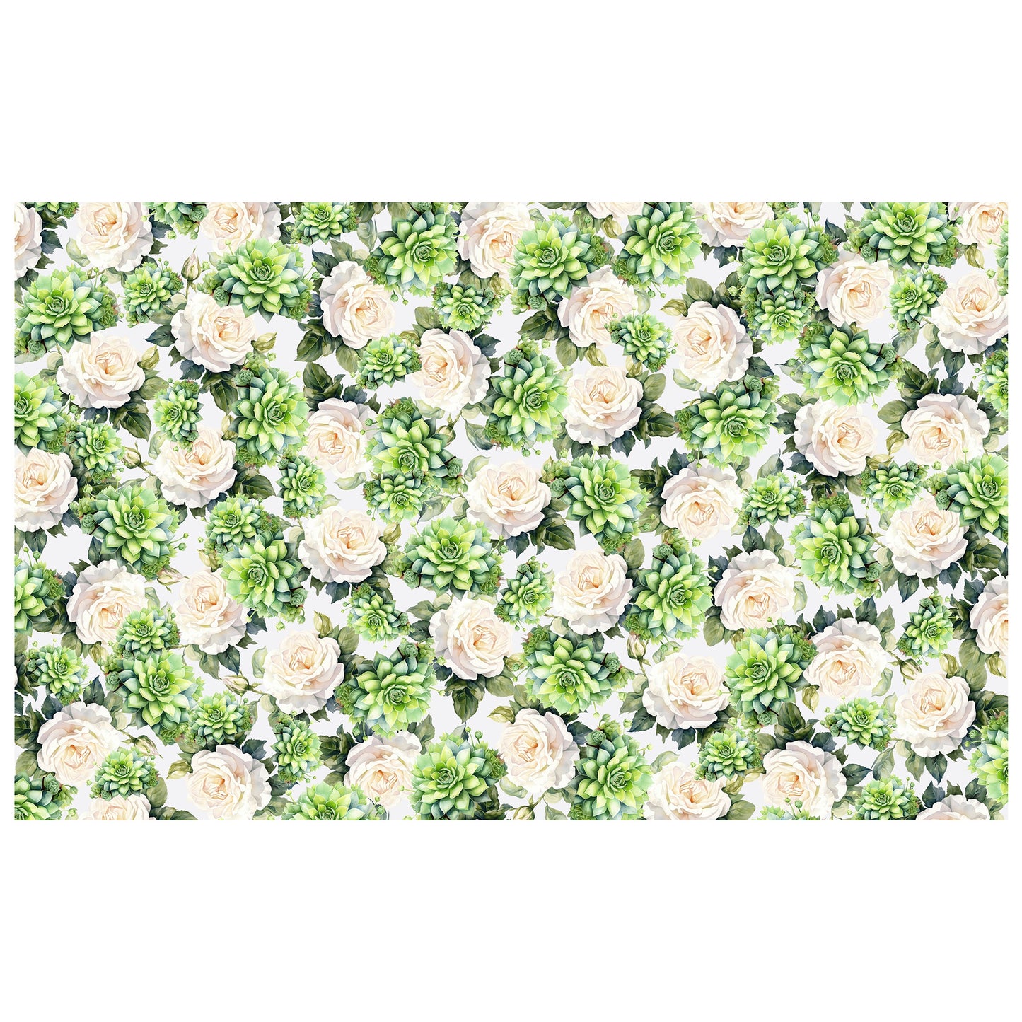 White Roses and Succulents Rectangle Tablecloth By Mark Van Vuuren
