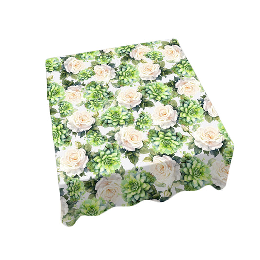White Roses and Succulents By Mark Van Vuuren Square Tablecloth