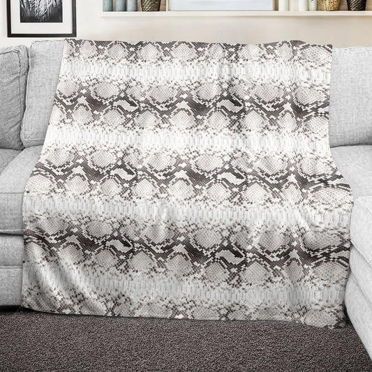 White Snake Skin Light Weight Fleece Blanket