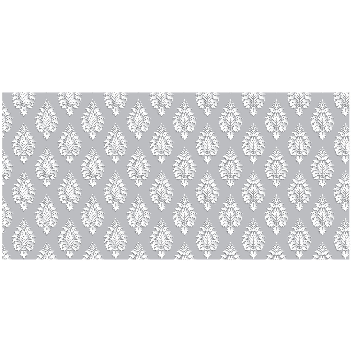 White Victorian Ornament on Grey 3m Rectangle Tablecloth