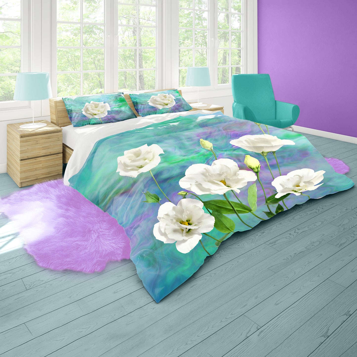 White Rose Duvet Cover Set