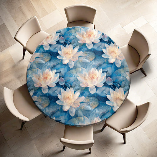 Whither Waterlilies Round Tablecloth