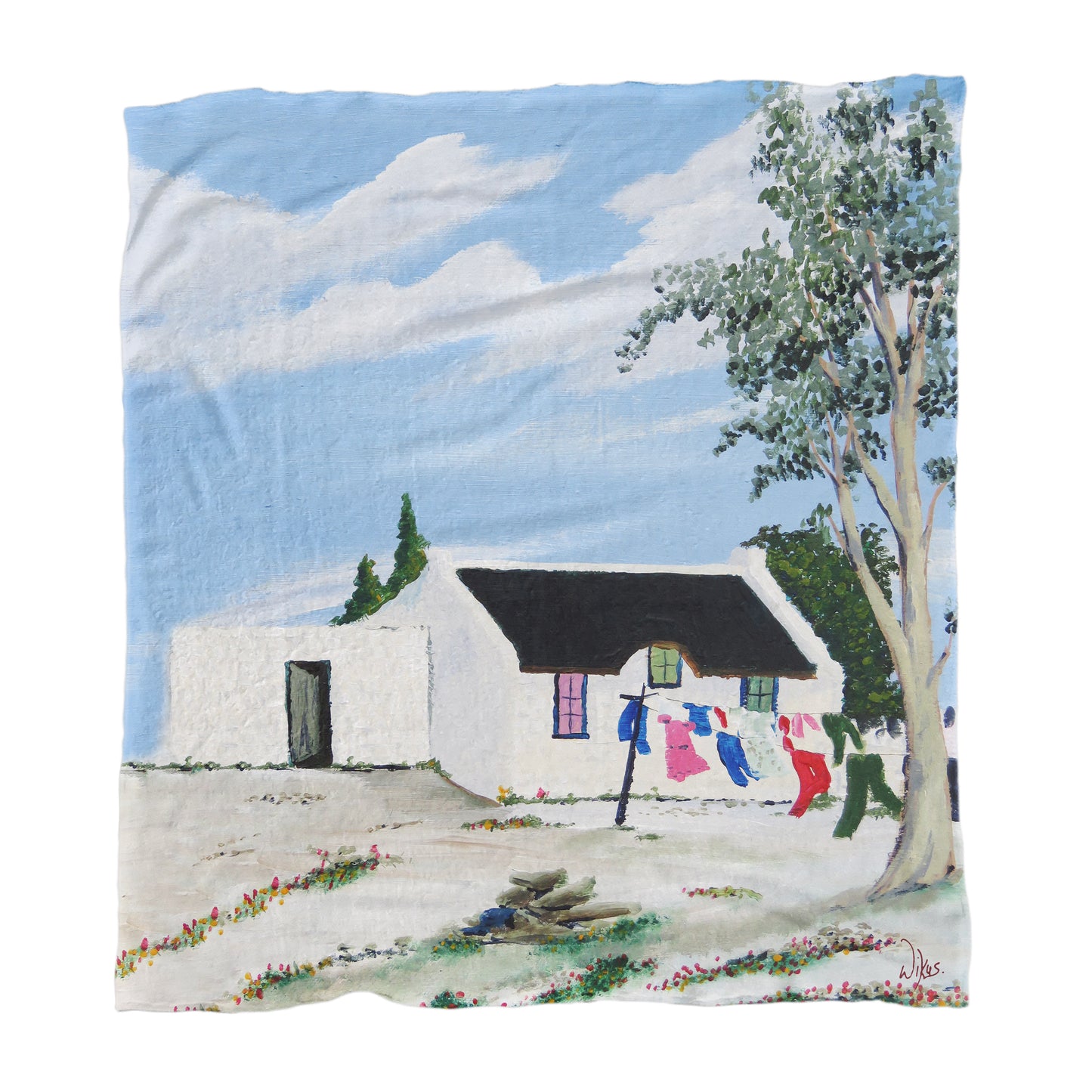 West Coast Washing Day Light Weight Fleece Blanket by Wikus Hattingh