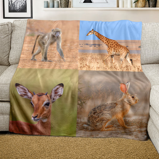 Wild Animals Light Weight Fleece Blanket by Fanie Heymans