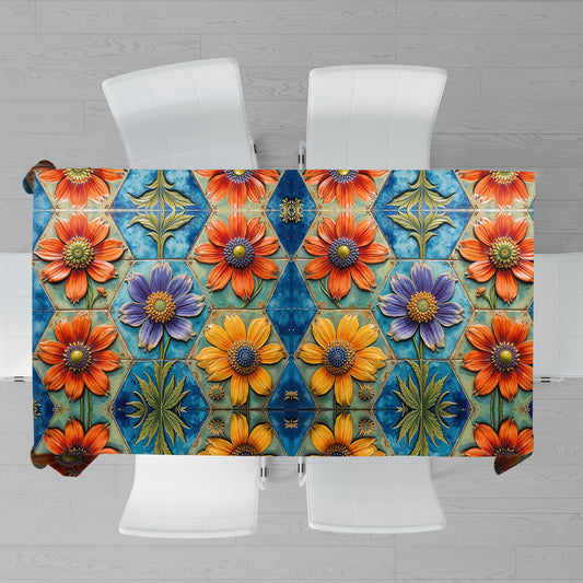 Wild Petal Pottery Rectangle Tablecloth