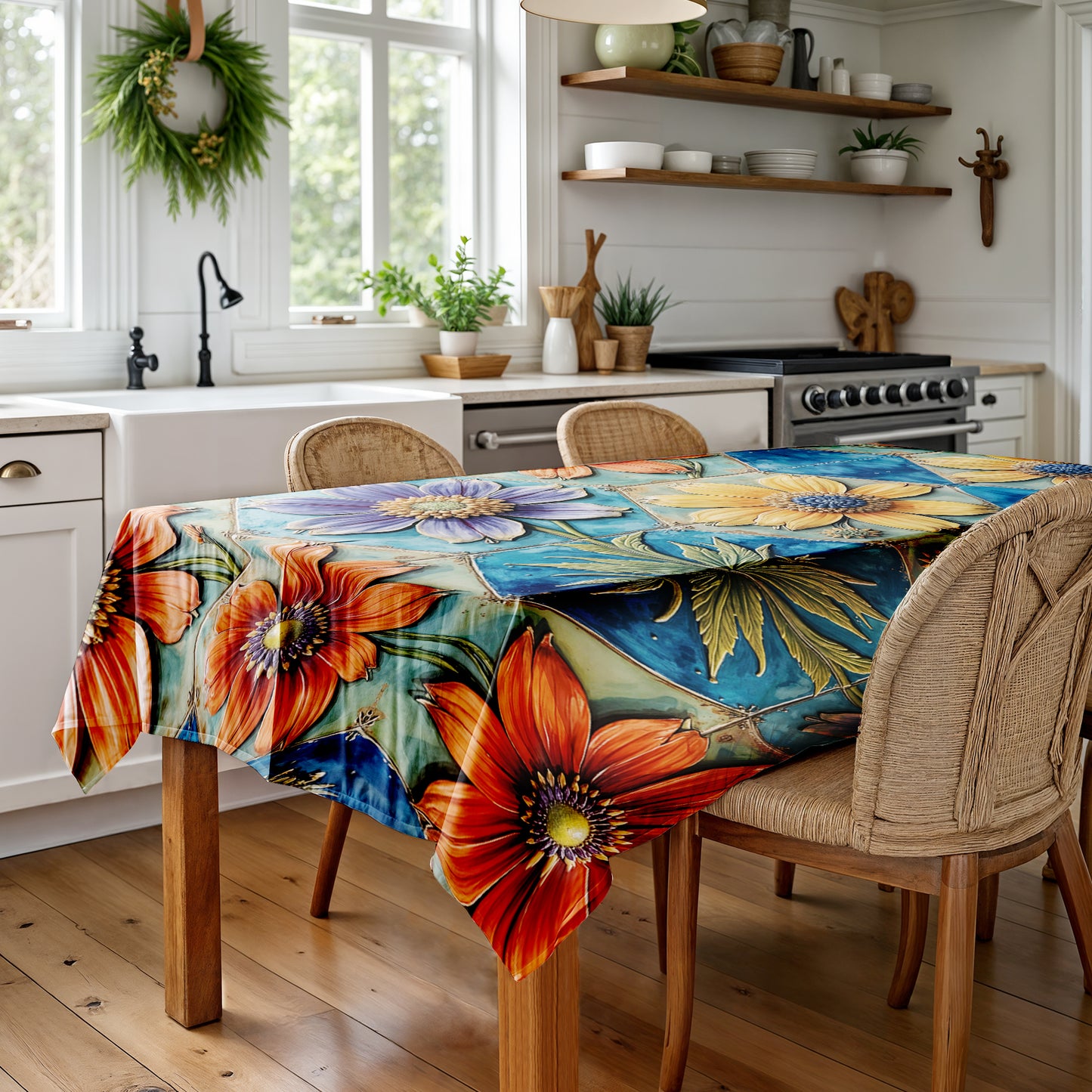 Wild Petal Pottery Rectangle Tablecloth