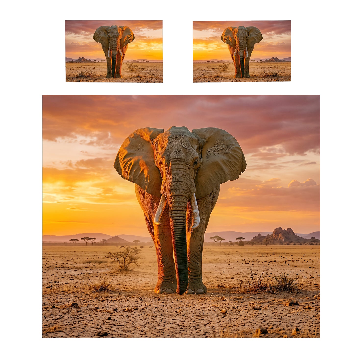 Wildlife African Elephant Duvet Cover Set