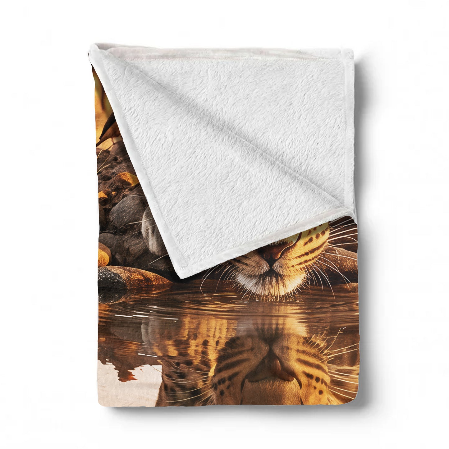 Wildlife Leopard's Reflection Light Weight Fleece Blanket