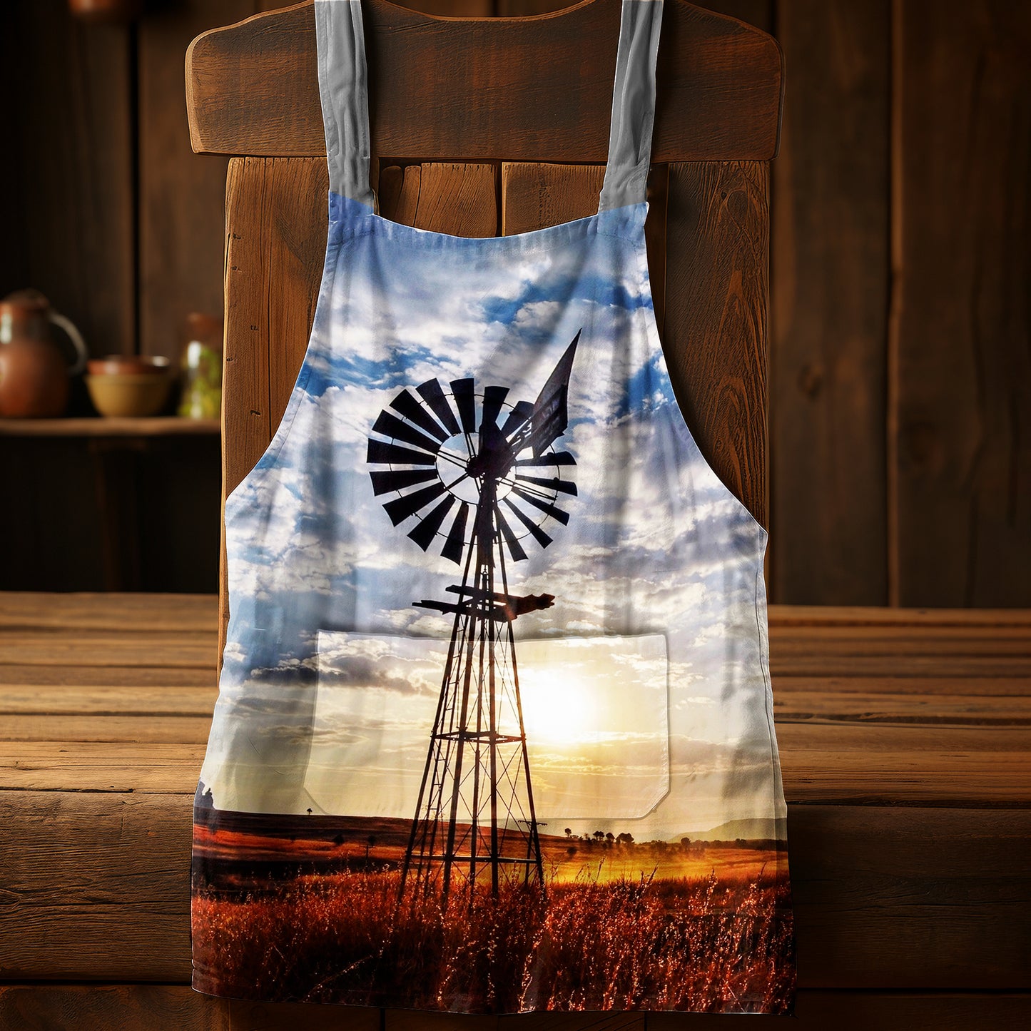Windmill Sunrise Medium Length Apron By Mark Van Vuuren