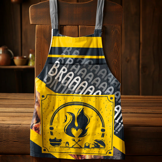 Yellow Braaaaai Medium Length Apron