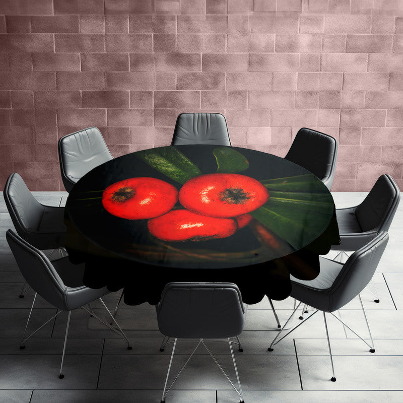 Yellow Firethorn Round Tablecloth by Annette Heymans