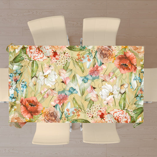 Yellow Tone Flower Pattern Rectangle Tablecloth by Mark van Vuuren