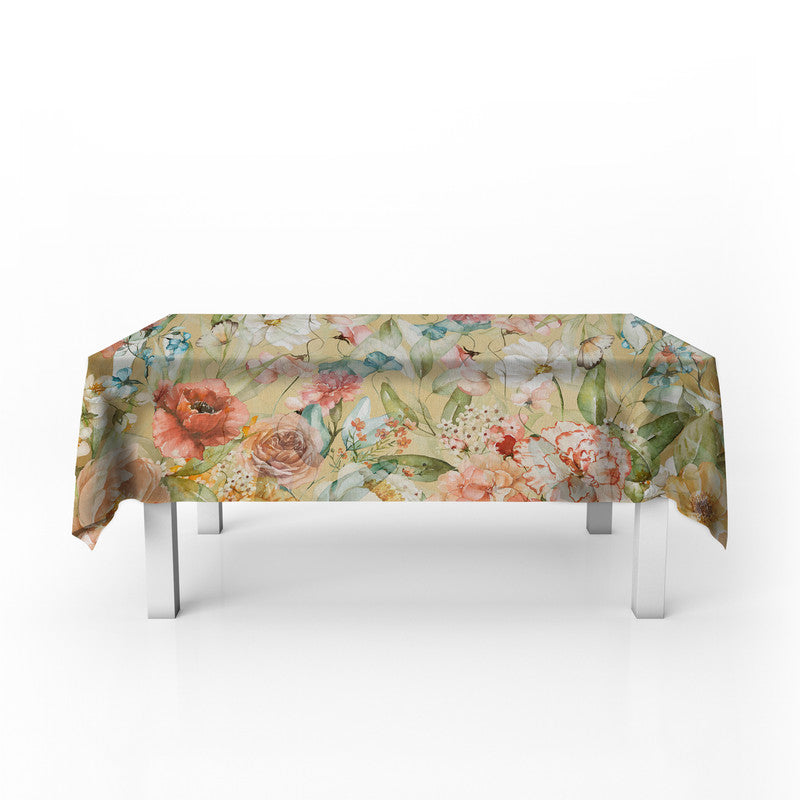 Yellow Tone Flower Pattern Rectangle Tablecloth by Mark van Vuuren