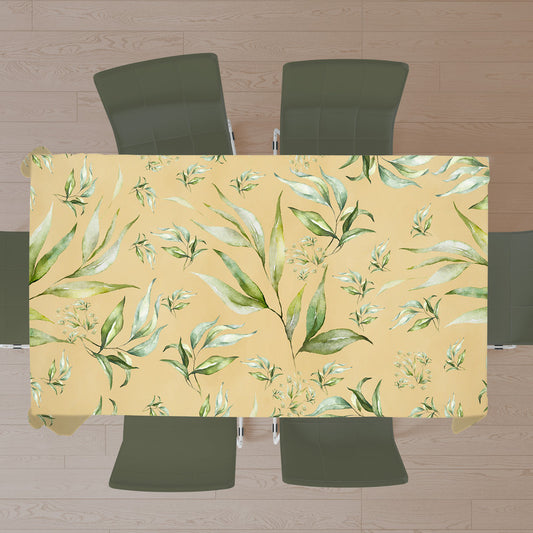 Yellow Tone Green Leaves Pattern Rectangle Tablecloth by Mark van Vuuren