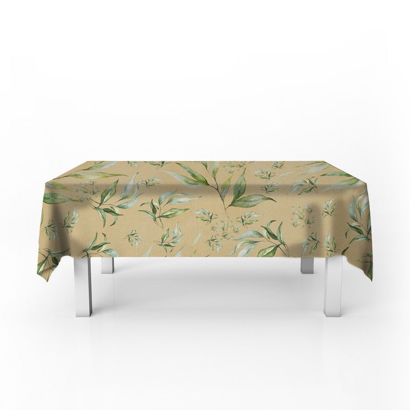 Yellow Tone Green Leaves Pattern Rectangle Tablecloth by Mark van Vuuren