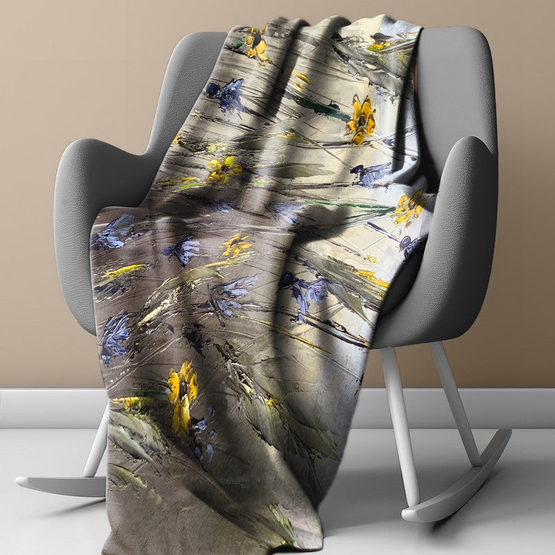 Yellow field Light Weigt Fleece Blanket By Juanette Menderoi