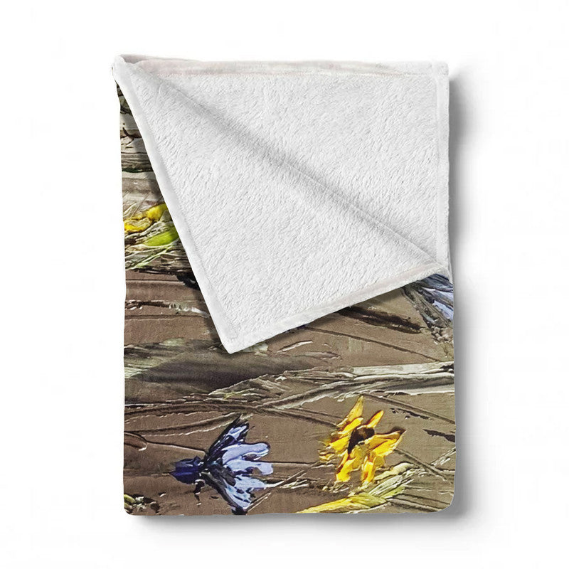 Yellow field Light Weigt Fleece Blanket By Juanette Menderoi