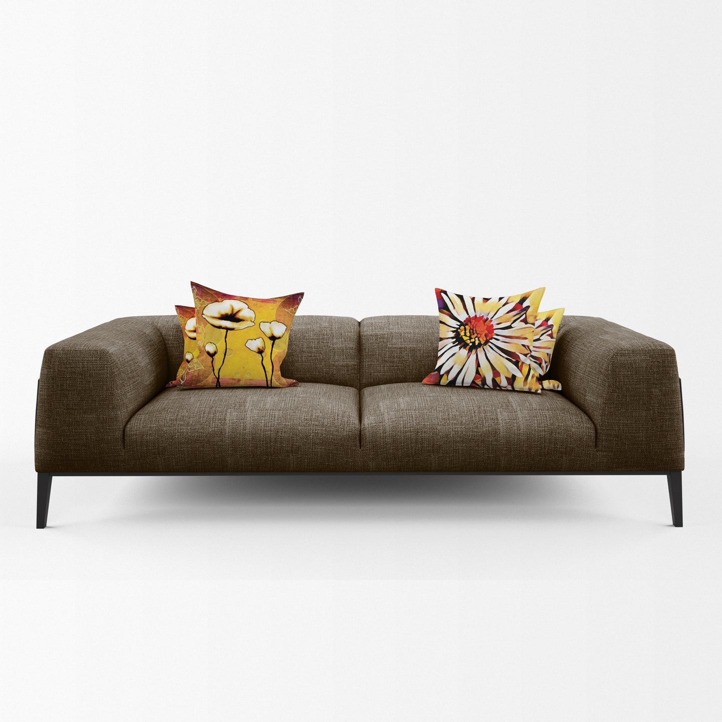 Orange Floral Painted Luxury Scatter Covers (Set of 4)