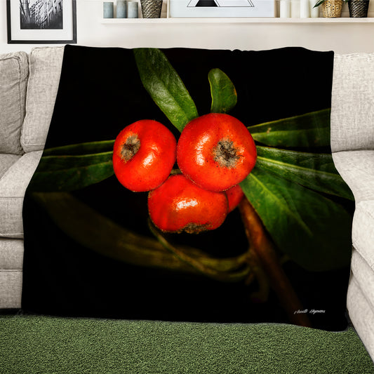 Yellow Firethorn Light Weight Fleece Blanket by Annette Heymans