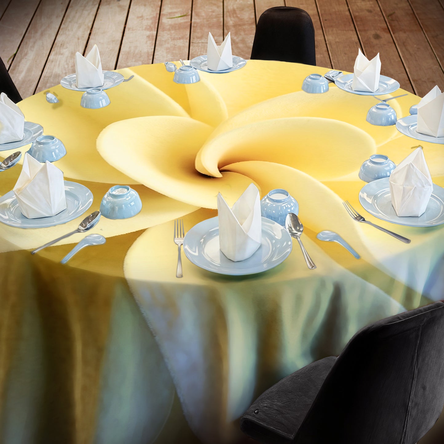 Yellow Folds 2,3m Round Tablecloth