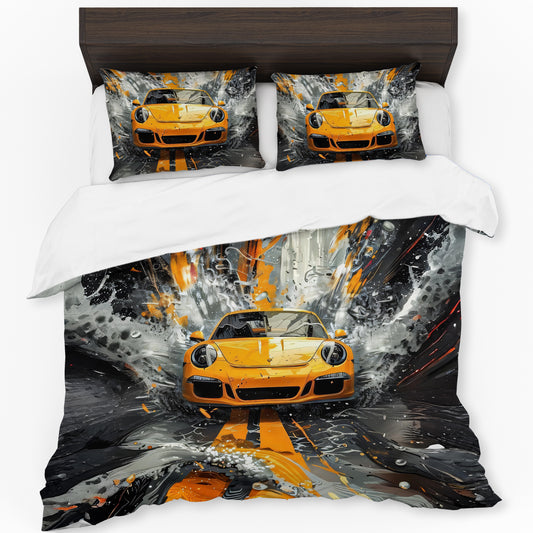 Yellow Porsche Duvet Cover Set