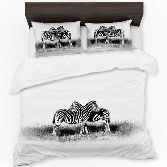 Zebra Kwagga Black white By Fanie Heymans Duvet Cover Set