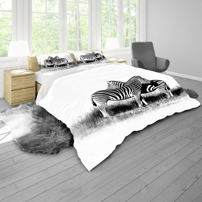 Zebra Kwagga Black white By Fanie Heymans Duvet Cover Set
