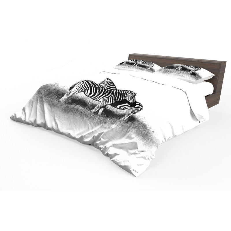Zebra Kwagga Black white By Fanie Heymans Duvet Cover Set