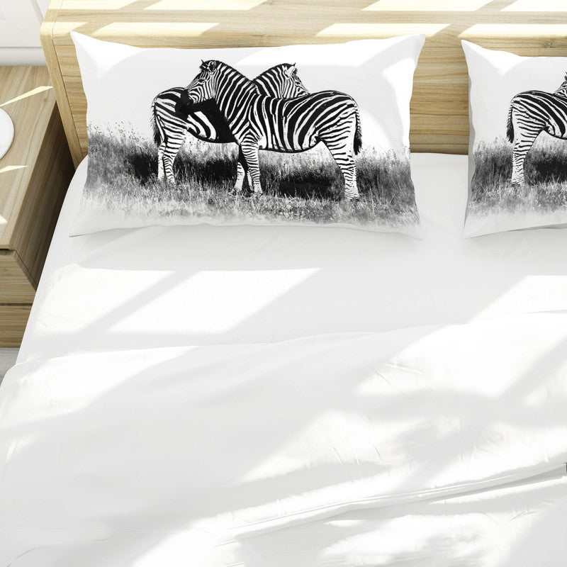 Zebra Kwagga Black white By Fanie Heymans Duvet Cover Set