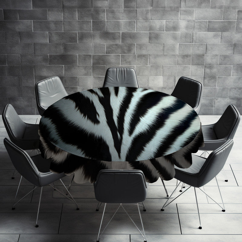 Zebra Print Round Tablecloth