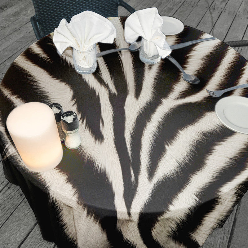 Zebra Print Round Tablecloth