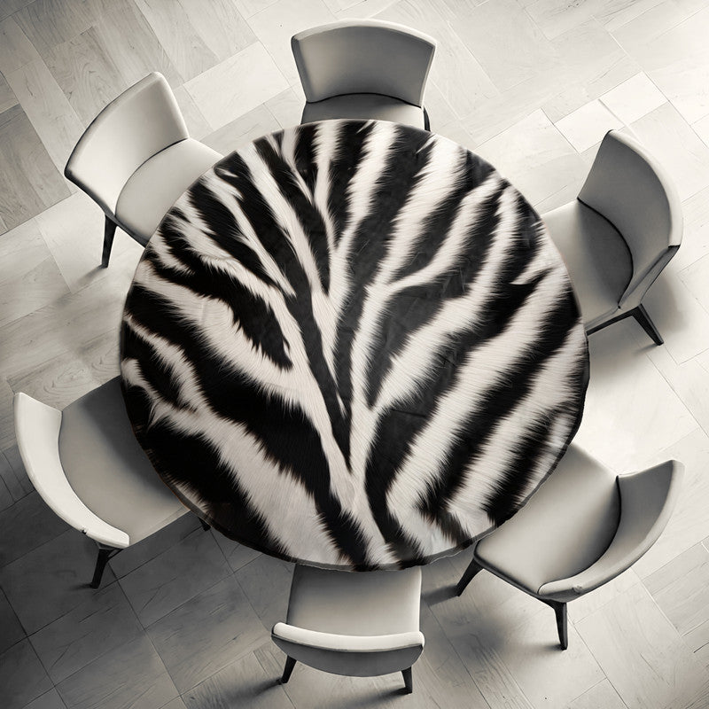 Zebra Print Round Tablecloth