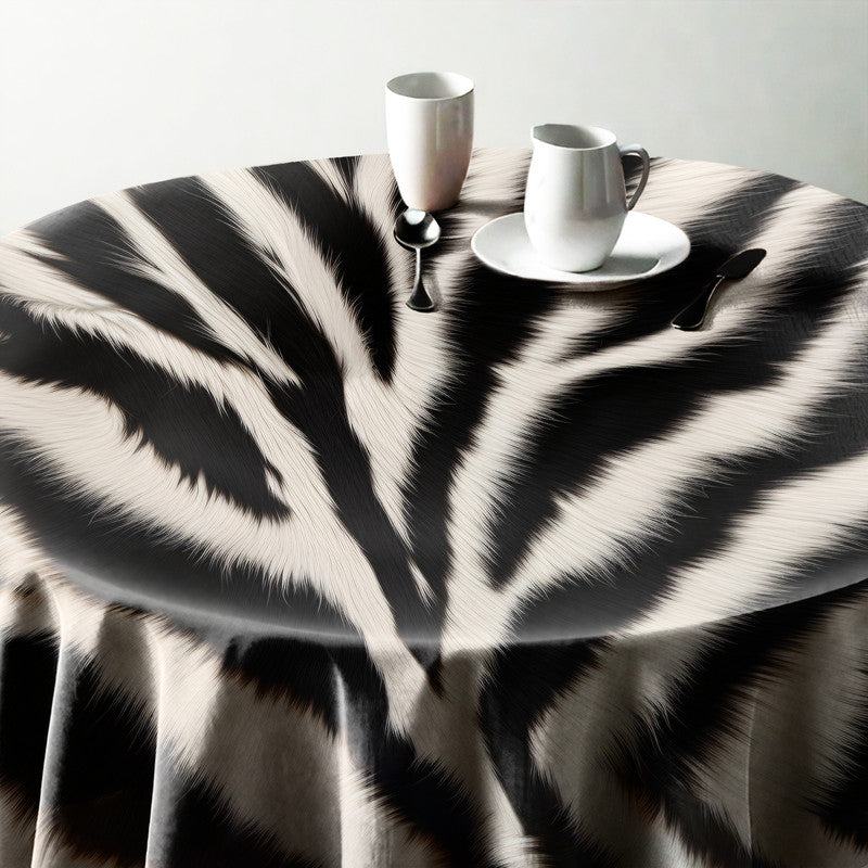 Zebra Print Round Tablecloth