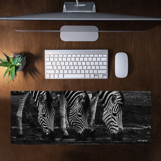 Zebras Drinking Water Desk Pad by Annette Heymans