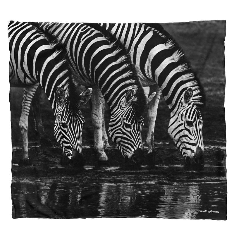 Zebras Drinking Water Light Weight Fleece Blanket by Annette Heymans