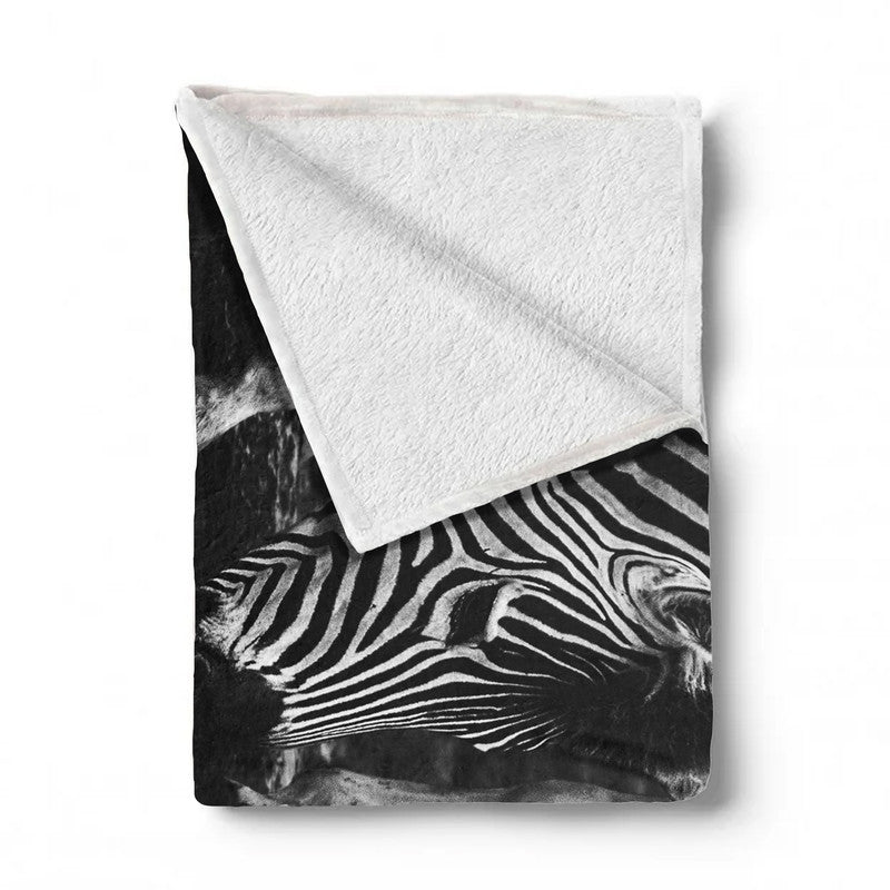 Zebras Drinking Water Light Weight Fleece Blanket by Annette Heymans