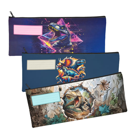 Zip & Go Dino Pencil Bags Set of 3