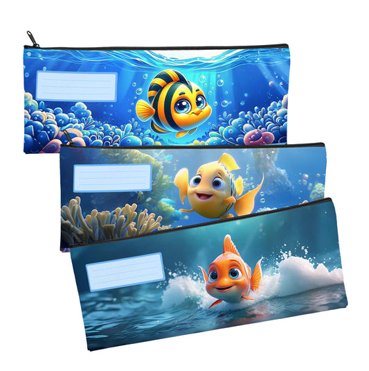 Zip & Go Friendly Fish Pencil Bags Set of 3