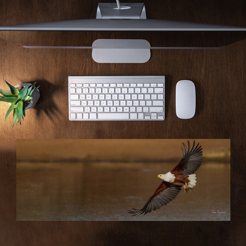 african fish eagle visarend flyby Large Desk Pad By Fanie Heymans